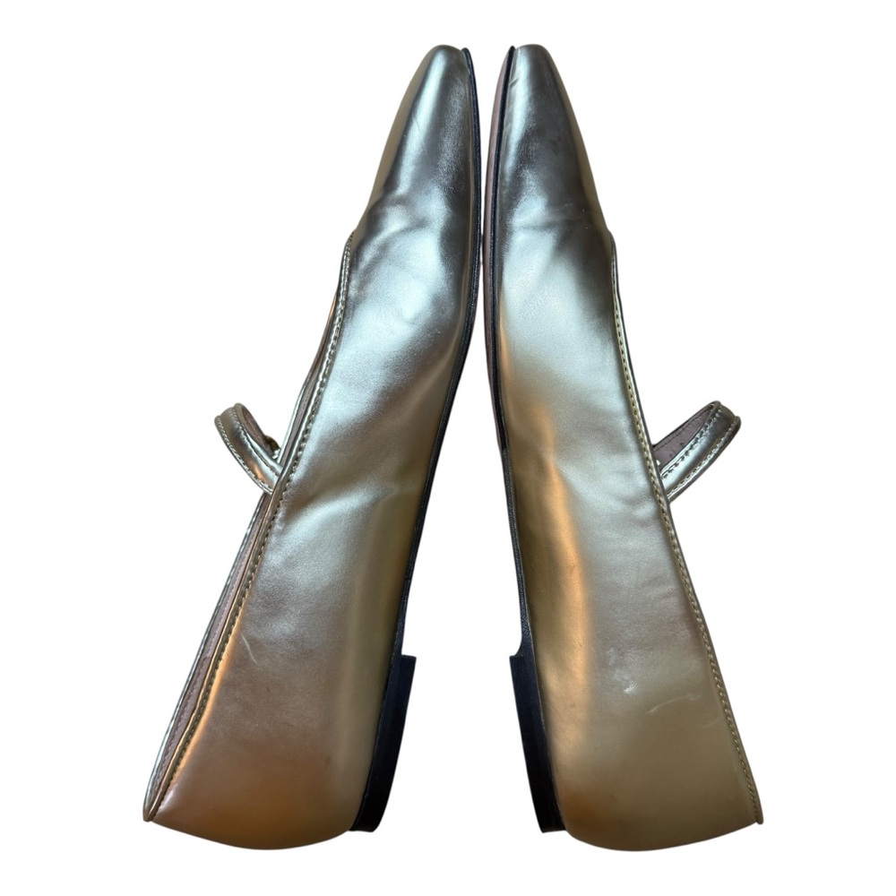 J.Crew Metallic Gold Leather Mary Jane Flats Women 7 Square Toe Ballet Shoes - Picture 9 of 14
